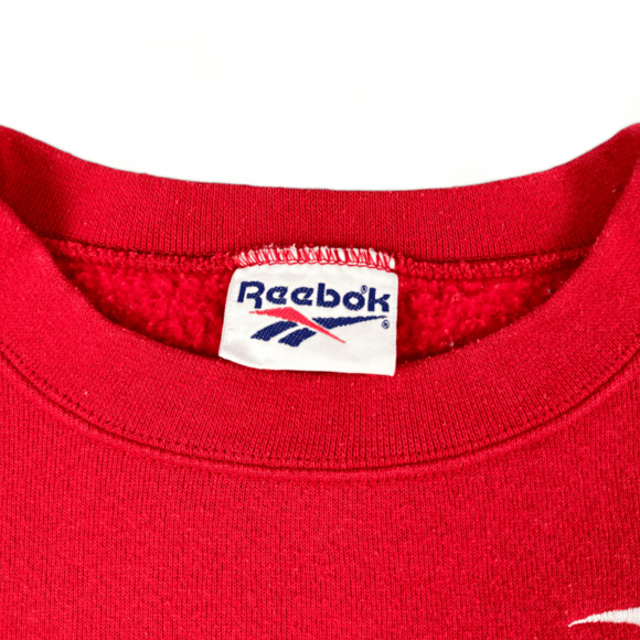 Vintage Reebok Sweater Adult MEDIUM Red Sweatshirt Pullover Chest Logo 80s - Picture 4 of 7